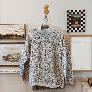 aerie leopard print quarter zip